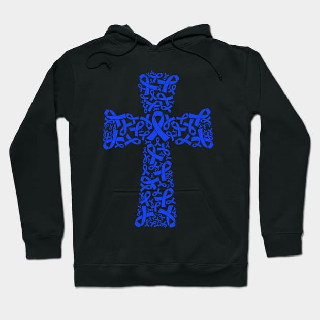 Christian Cross Jesus Chronic Fatigue Syndrome Awareness Blue Ribbon Warrior Support Survivor Hoodie by celsaclaudio506